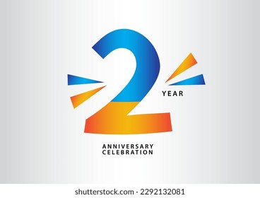 2 year anniversary celebration logotype vector, 2 number design, 2nd Birthday invitation, anniversary logo template, logo number design vector, calligraphy font, typography logo, vector design