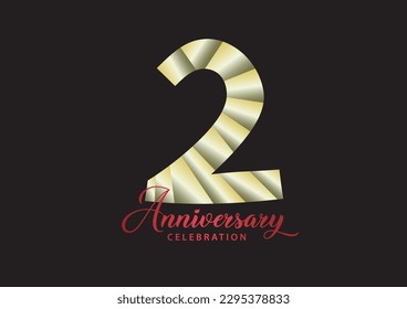 2 year anniversary celebration logotype vector, 2 number design, 2nd Birthday invitation, anniversary logo template, logo number design vector, calligraphy font, typography logo, vector design