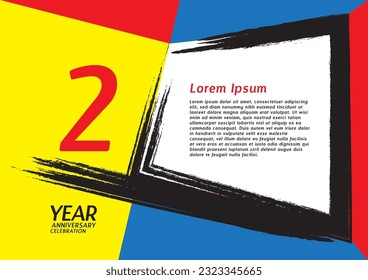 2 year anniversary celebration on modern background for poster, banner, leaflet, flyer, brochure, web, invitations or greeting card, 2 number design, 2nd Birthday invitation, anniversary logo