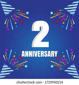 2 year anniversary celebration, vector design for celebrations, invitation cards and greeting cards