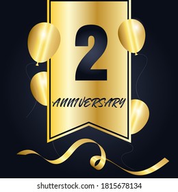 2 year anniversary celebration, vector design for celebrations, invitation cards and greeting cards