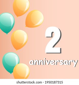 2 year anniversary celebration, vector design for celebrations, invitation cards and greeting cards