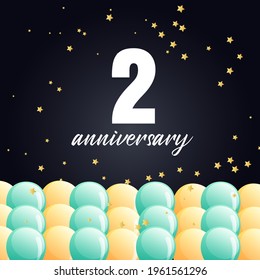 2 year anniversary celebration, vector design for celebrations, invitation cards and greeting cards