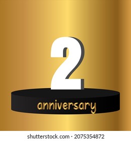 2 años de celebración, diseño vectorial para celebraciones, tarjetas de invitación y tarjetas de felicitación