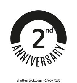 2 year anniversary icon. 2nd celebration template for banner, invitation, birthday. Vector illustration.