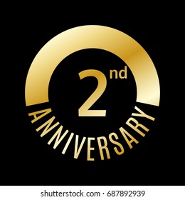 2 year anniversary icon. 2nd celebration template for banner, invitation, birthday. Vector illustration.