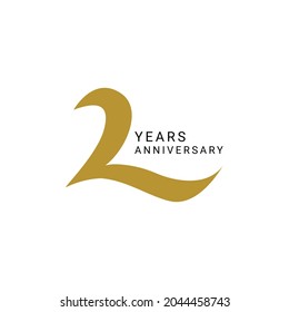 Logo de 2 años, elemento Diseño de plantilla vectorial para cumpleaños, invitación, boda, jubileo e ilustración de tarjeta de saludo.