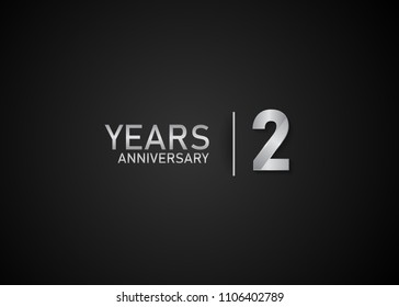 2 year anniversary silver design for celebration event isolated on black background 