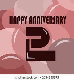 
2 year anniversary vector banner template. with red bubbles in the background