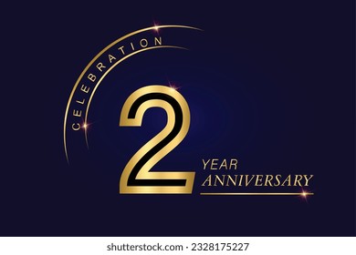  2 year anniversary vector banner template.Dark Blue Golden Royal anniversary Graphics Background.Growing Elegant Shine Spark. Luxury Premium Corporate Abstract Design Template.modern Shape Post.