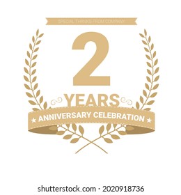 2 year anniversary vector icon, logo. Graphic design element with number and text composition for 2th anniversary