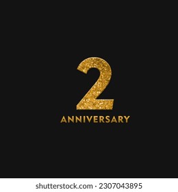 2 year anniversary vector isolated design element with golden glitter on dark background