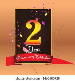 2 Year Anniversary Vector Template Design Illustration