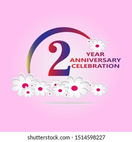 2 Year Anniversary Vector Template Design Illustration