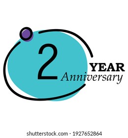 2 Year Anniversary Vector Template Design Illustration Blue Circle White Background