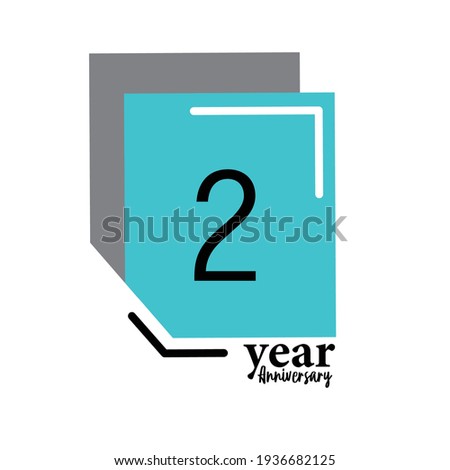 2 Year Anniversary Vector Template Design Illustration Blue Box Elegant White Background
