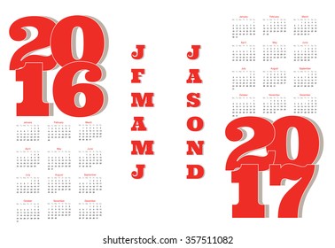 2 year calendars for 2016 & 2017