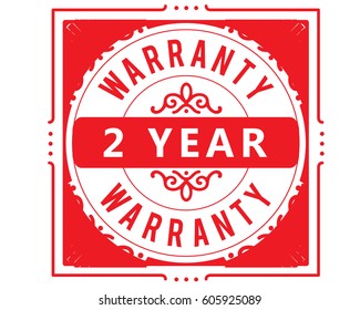 2 year red warranty icon vector