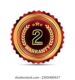 2 year warranty badge for packaging sticker and warranty seal stamp, golden warranty sticker