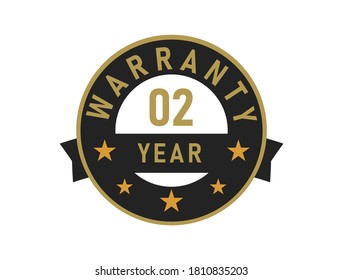 2 year warranty gold text with Black badge vector image