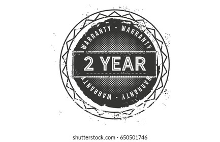 2 year warranty icon vector vintage grunge guarantee background