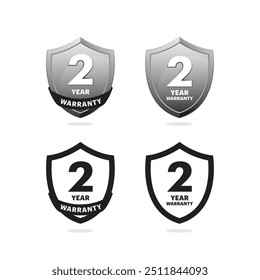Ícones de garantia de 2 anos, garantia de 2 anos, ilustração vetorial