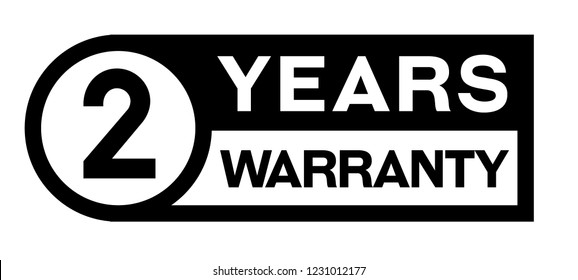 2 year warranty stamp on white background. Sign, label, sticker.