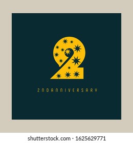 2 years, 2nd anniversary logo bold rounded letters celebration element vector