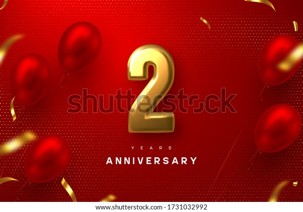 2 Years Anniversary Celebration Banner 3d Stock Vector (Royalty Free ...