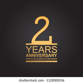 2 years anniversary celebration design with thin number shape golden color for special celebration event