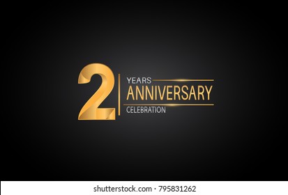 2 years anniversary celebration design with silver and gold color composition isolated on black background 