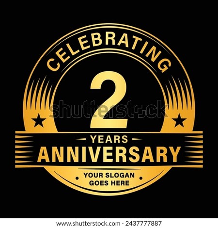 2 years anniversary celebration design template. 2nd logo vector illustrations.