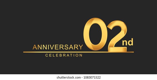 2 years anniversary celebration with elegant golden color isolated on black background, design for anniversary celebration.
