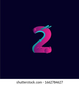 2 Years Anniversary Celebration Gradient Purple Number Vector Template Design Illustration