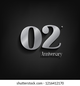 2 years anniversary  celebration. Anniversary logo elegance number and 3D style color and shadow isolated on black background, vector design for celebration, invitation card, and greeting card