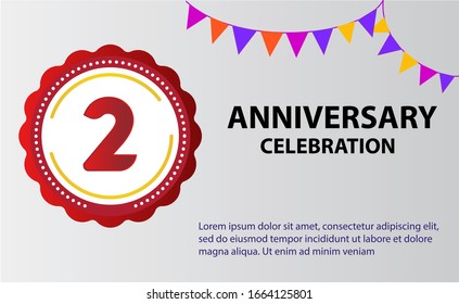 2 years anniversary celebration logo vector template design illustration