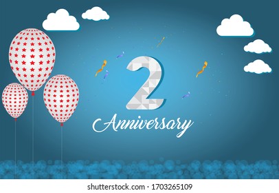 2 years anniversary celebration logo vector template design illustration