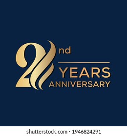 2 Years Anniversary Celebration. Anniversary logo and elegance golden color isolated on black background, vector design
