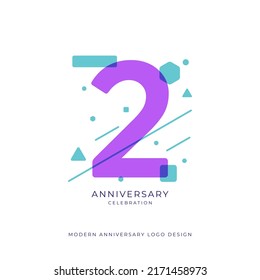 2 years anniversary celebration logo design template vector