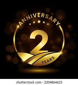 2 years anniversary, Anniversary celebration logo design. vector template illustration