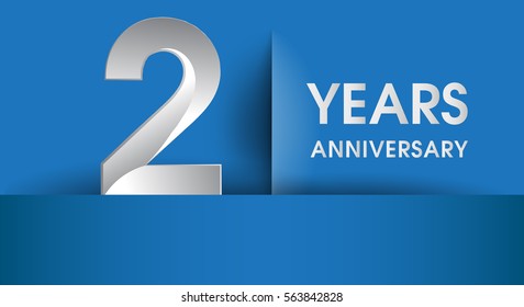 2 years Anniversary celebration logo, flat design isolated on blue background, vector elements for banner, invitation card and birthday party.