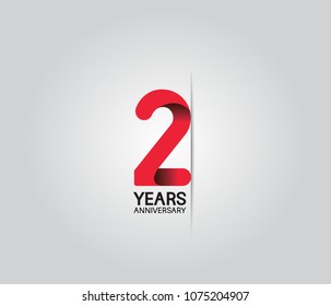 2 years anniversary celebration logotype. anniversary logo with red color isolated on white background, vector design for celebration, invitation card, and greeting card