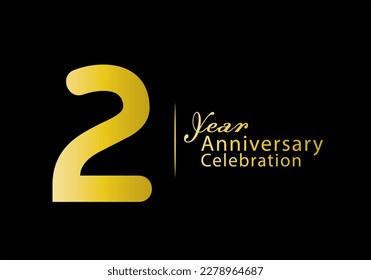 2 years anniversary celebration logotype gold color vector, 2nd birthday logo, 2 number, anniversary year banner, anniversary design elements for invitation card and poster. number design vector