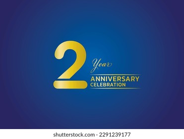 2 años de celebración logotipo de color oro vector, logo de 2do cumpleaños, número 2, banner de año de aniversario, elementos de diseño de aniversario para tarjeta de invitación y afiche. vector de diseño de número