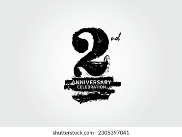 2 años de celebración logotipo tipo vector negro, logo de 2do cumpleaños, diseño de 2 números, banner de año de aniversario, elementos de diseño de aniversario para tarjeta de invitación y afiche. vector de diseño de número