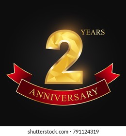 2 years anniversary celebration logotype black background.
