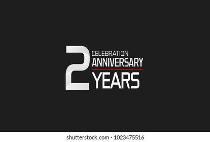 2 years anniversary celebration simple design white color with red line isolated on black background 