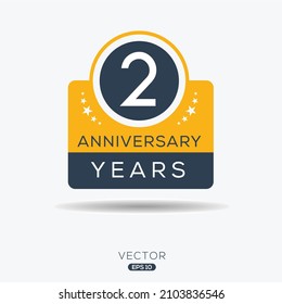 2 years anniversary celebration template, Vector illustration.