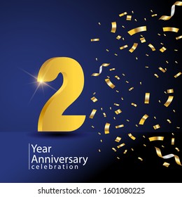 2 Years Anniversary Celebration Vector Template Design Illustration