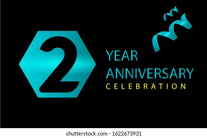 2 Years Anniversary Celebration Vector Template Design Illustration